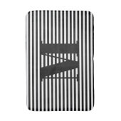 カスタムバック白ストライプイニシャルモダン バスマット (正面縦)