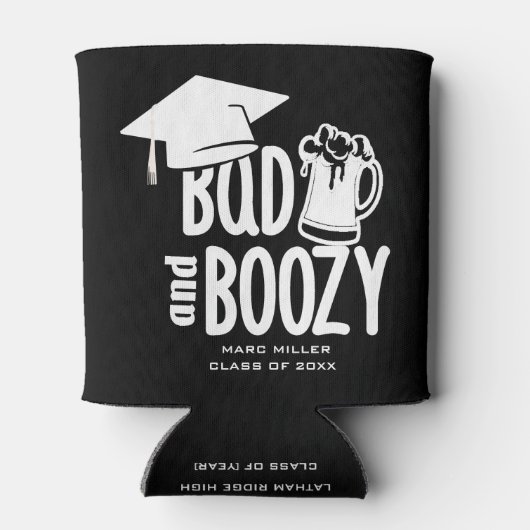 カスタムバッド&ブージパーソナライズされたー卒業パーティー 缶クーラー (裏面)