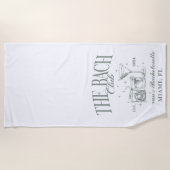 カスタムバッハバチェロレッテレトロカクテルグリーン ビーチタオル (正面)