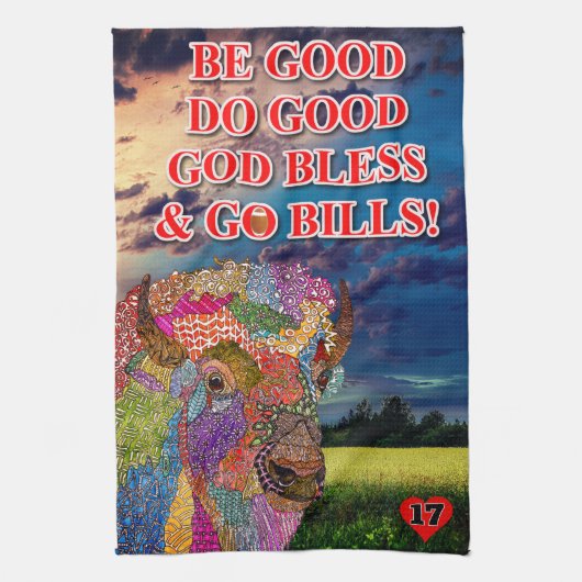 カスタムバッファローアメリカンバイソンキッチンタオル キッチンタオル (縦)