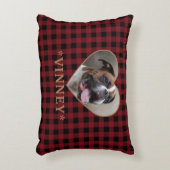 カスタムバッファロープレイドハート アクセントクッション (正面(垂直))