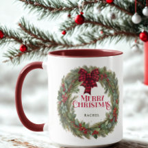 カスタムバッファロープレイドファームハウスクリスマスリース