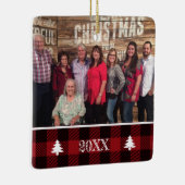 カスタムバッファロープレイド両面ファミリーフォト セラミックオーナメント (右)