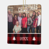 カスタムバッファロープレイド両面ファミリーフォト セラミックオーナメント (左)