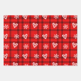 カスタムバッファローラブハートスノーフレークフェスティバル ラッピングペーパーシート