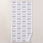 カスタムバドミントンラケットパタモノグラムのーン ビーチタオル (正面)