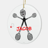 カスタムバドミントン選手の漫画 セラミックオーナメント (左)