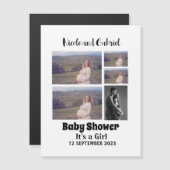 カスタムバビシャワー5フォトコラージュ マグネット招待状 (正面/裏面)