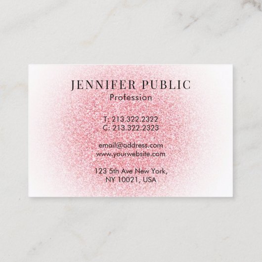 カスタムバラエレガント金ゴールドグリッタールックモノグラム 名刺 (裏面)