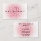 カスタムバラエレガント金ゴールドグリッタールックモノグラム 名刺 (正面/裏面)