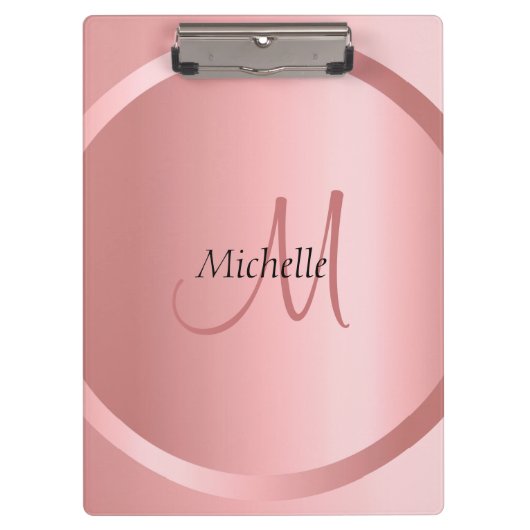 カスタムバラエレガント金ゴールドモノグラムテンプレート クリップボード (正面)