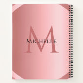 カスタムバラエレガント金ゴールドモノグラムモダンテンプレート ノートブック (裏面)