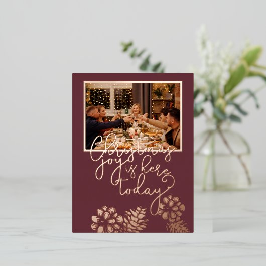 カスタムバラエレガント金ゴールド季節のごあいさつデザイン 箔シーズンポストカード (立ち正面)