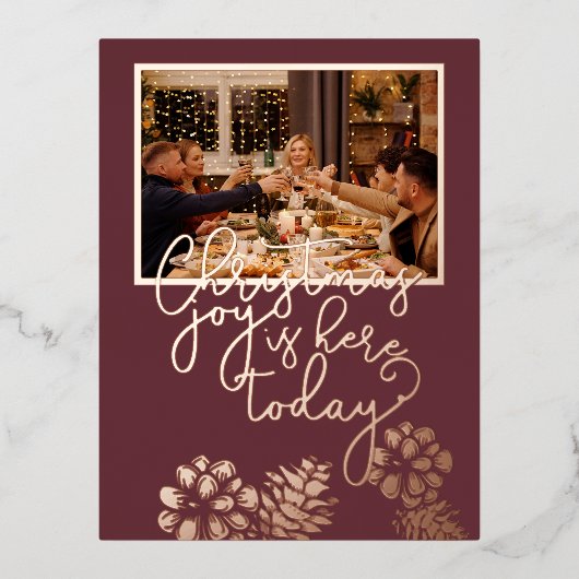 カスタムバラエレガント金ゴールド季節のごあいさつデザイン 箔シーズンポストカード (正面)