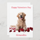 カスタムバラバレンタイン付きゴールデンレトリバー シーズンカード (正面/裏面)