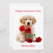 カスタムバラバレンタイン付きゴールデンレトリバー シーズンカード (正面/裏面)