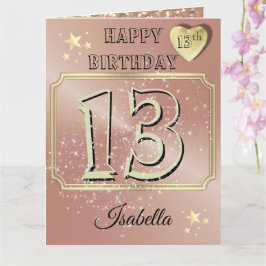 カスタムバラパーソナライズされた金ゴールド13番目の誕生日カード カード