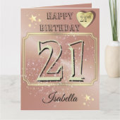 カスタムバラパーソナライズされた金ゴールド21thバースデーカード カード (正面)