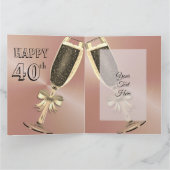 カスタムバラパーソナライズされた金ゴールド40thバースデーカード カード (内部)