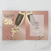 カスタムバラパーソナライズされた金ゴールド50番目の誕生日カード カード (内部)