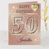 カスタムバラパーソナライズされた金ゴールド50番目の誕生日カード カード (黄色い花)