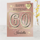 カスタムバラパーソナライズされた金ゴールド60番目の誕生日カード カード (黄色い花)