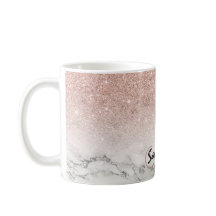 カスタムバラフェイクピンクグリッターグラデーション白大理石