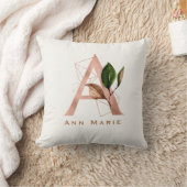 カスタムバラモノグラムの金ゴールドフローライニシャルラウンド クッション (ブランケット)
