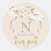 カスタムバラモノグラムクレスト葬儀 ラウンドシール (正面)