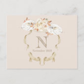 カスタムバラモノグラムクレスト葬式はがき ポストカード (正面)