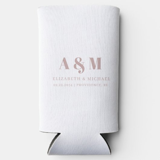 カスタムバラ文字ホワ結婚イト スリム缶クーラー (正面)