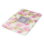 カスタムバラ花柄オールドモノグラム風呂マット バスマット (アングル)