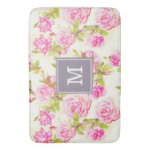 カスタムバラ花柄オールドモノグラム風呂マット バスマット (正面縦)