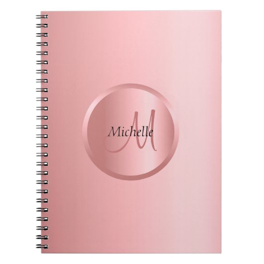 カスタムバラ金ゴールドエレガントモノグラムモダン ノートブック (正面)