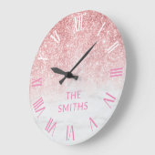 カスタムバラ金ゴールドグリッターと大理石 ラージ壁時計 (傾斜)