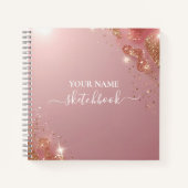カスタムバラ金ゴールドグリッターノートエレガント- Sparkl ノートブック (正面)