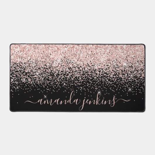 カスタムバラ金ゴールドグリッター効果 デスクマット (正面)