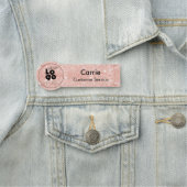 カスタムバラ金ゴールドグリッター名タグとラウンドロゴ 名札 (インサイチュ)