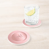 カスタムバラ金ゴールドモノグラムエレガントモダンテンプレート コースター (側面)