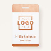 カスタムバラ金ゴールドロゴバーコード従業員 バッジ (正面)