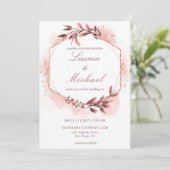 カスタムバラ金ゴールド幾何学的フローラフレーム結婚ズ 招待状 (スタンド正面)