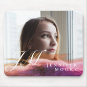 カスタムバラ金ゴールド水彩写真モノグラムの マウスパッド (正面)