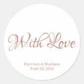 カスタムバラ金ゴールド結婚のギフトメッセージカードシール ラウンドシール (正面)