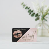 カスタムバラ-金ゴールドグリッターリップオンブラックビジネス 名刺 (スタンド正面)