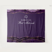 カスタムバルミツワーパーティーパープル金ゴールドフォトブース タペストリー (正面(横))