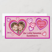 カスタムバレンタインかわいいハートフォトカード シーズンカード (正面/裏面)