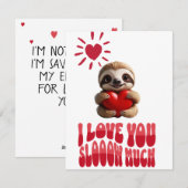 カスタムバレンタインのナマケモノ　愛してるよ、とろ〜くて楽しい シーズンカード (正面/裏面)