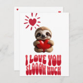 カスタムバレンタインのナマケモノ 愛してるよ、とろ〜んと楽しく シーズンカード (正面/裏面)