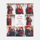 カスタムバレンタインのロマンチックなラブフォトコラージュ フリースブランケット (正面)