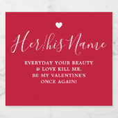 カスタムバレンタインの文字 スパークリングワインラベル (シングルラベル)